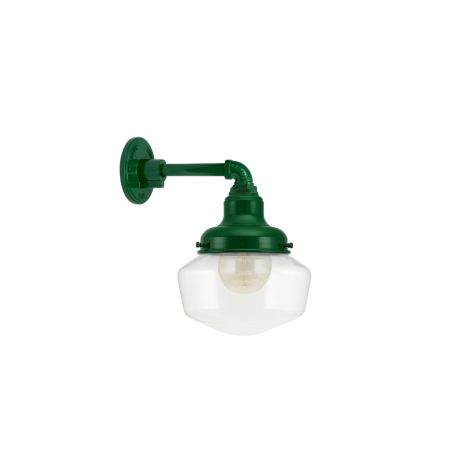 Primary Schoolhouse Gooseneck Light, 307-Emerald Green, Small Clear Glass, G3 Straight Arm